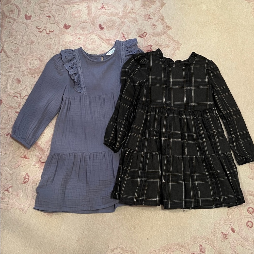 Charming Gray and Blue Kids Dresses